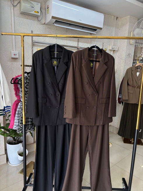Hight Quality Double Breasted Blazer With Pant Sets